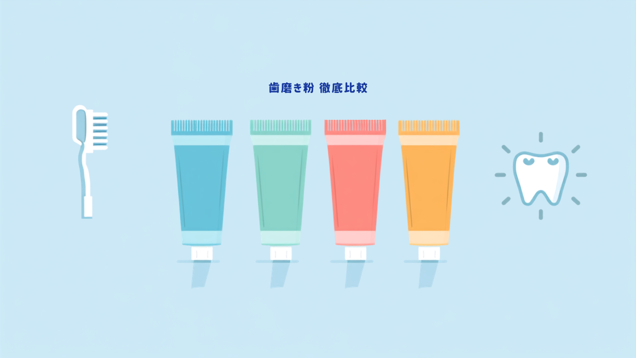 歯磨き粉4種の比較イラスト